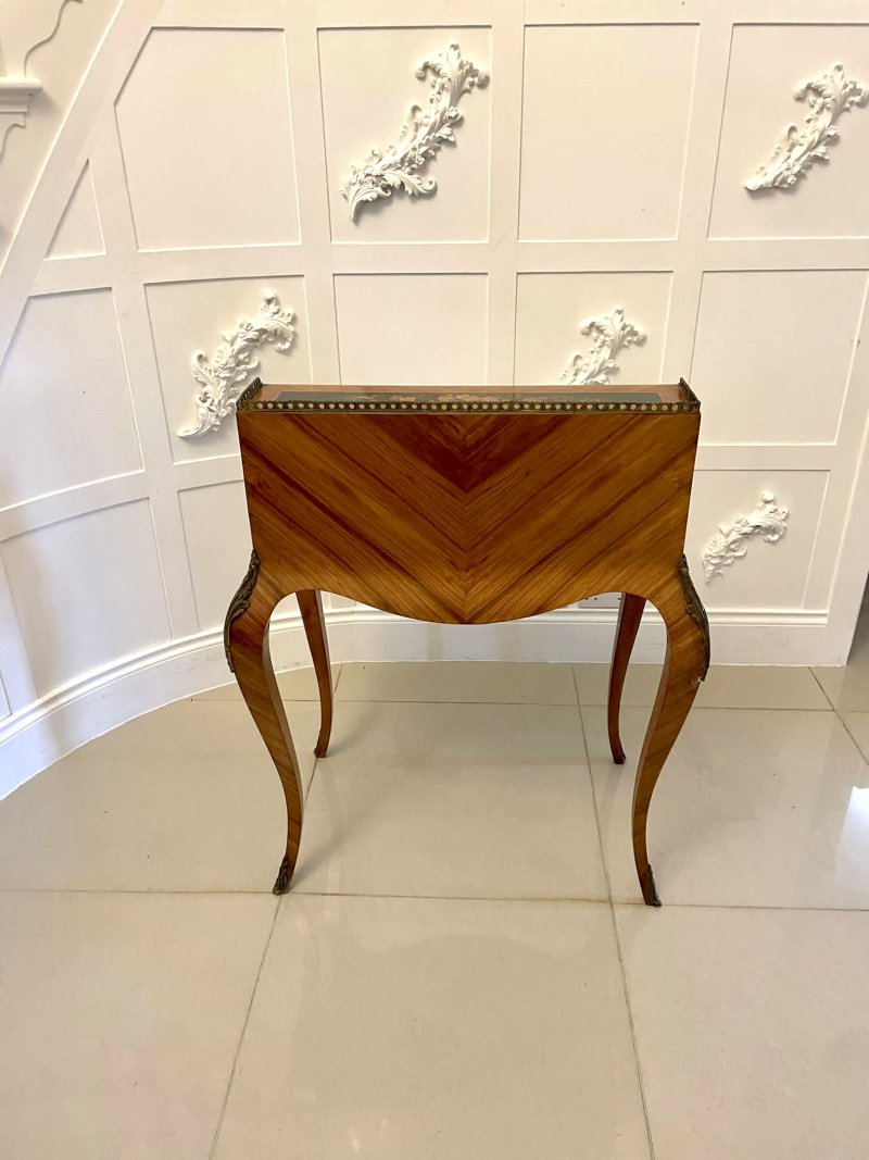 Antique Victorian Quality Satinwood Freestanding Marquetry Inlaid French Bureau - Image 4